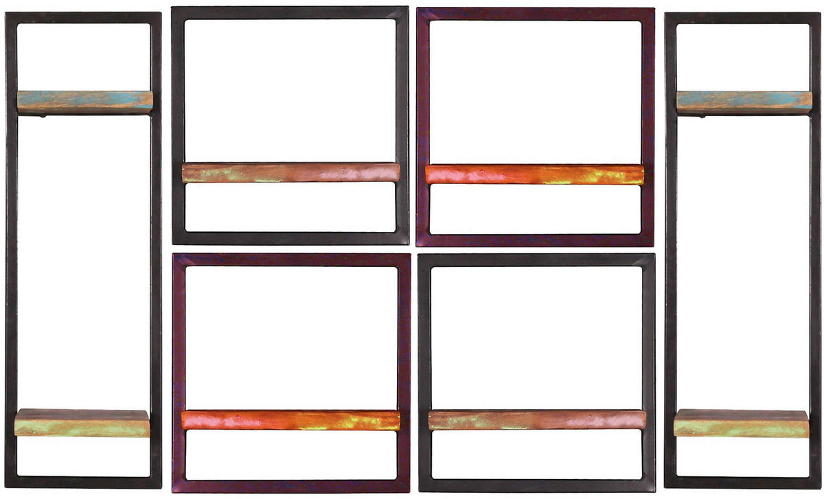 WANDREGALSET 135/75/25 cm  - Multicolor/Schwarz, Design, Holz/Metall (135/75/25cm) - MID.YOU