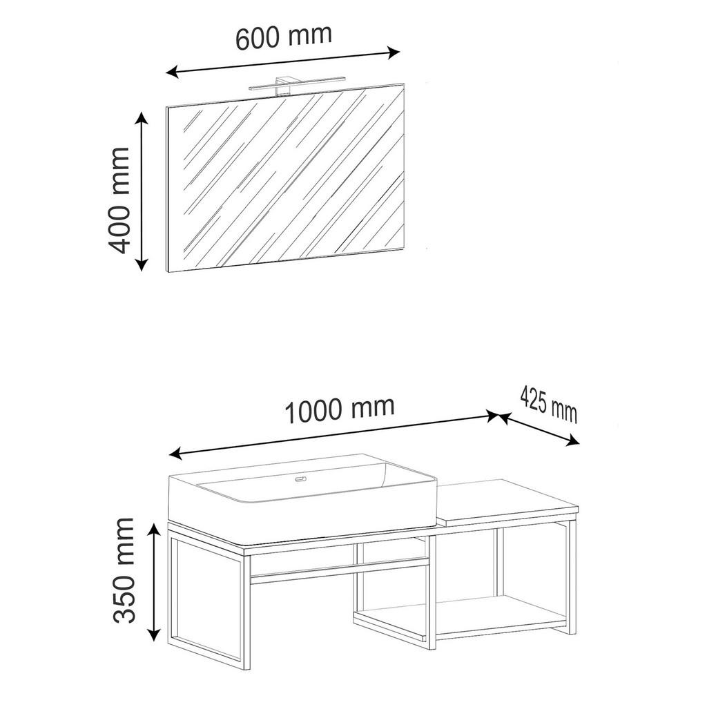 Thumbnail - Mid.you Badezimmer, Schwarz, Weiß, Holzwerkstoff, Metall, Glas, Keramik, 3-teilig, 2 Fächer, 100 cm, hängend, Badezimmer...