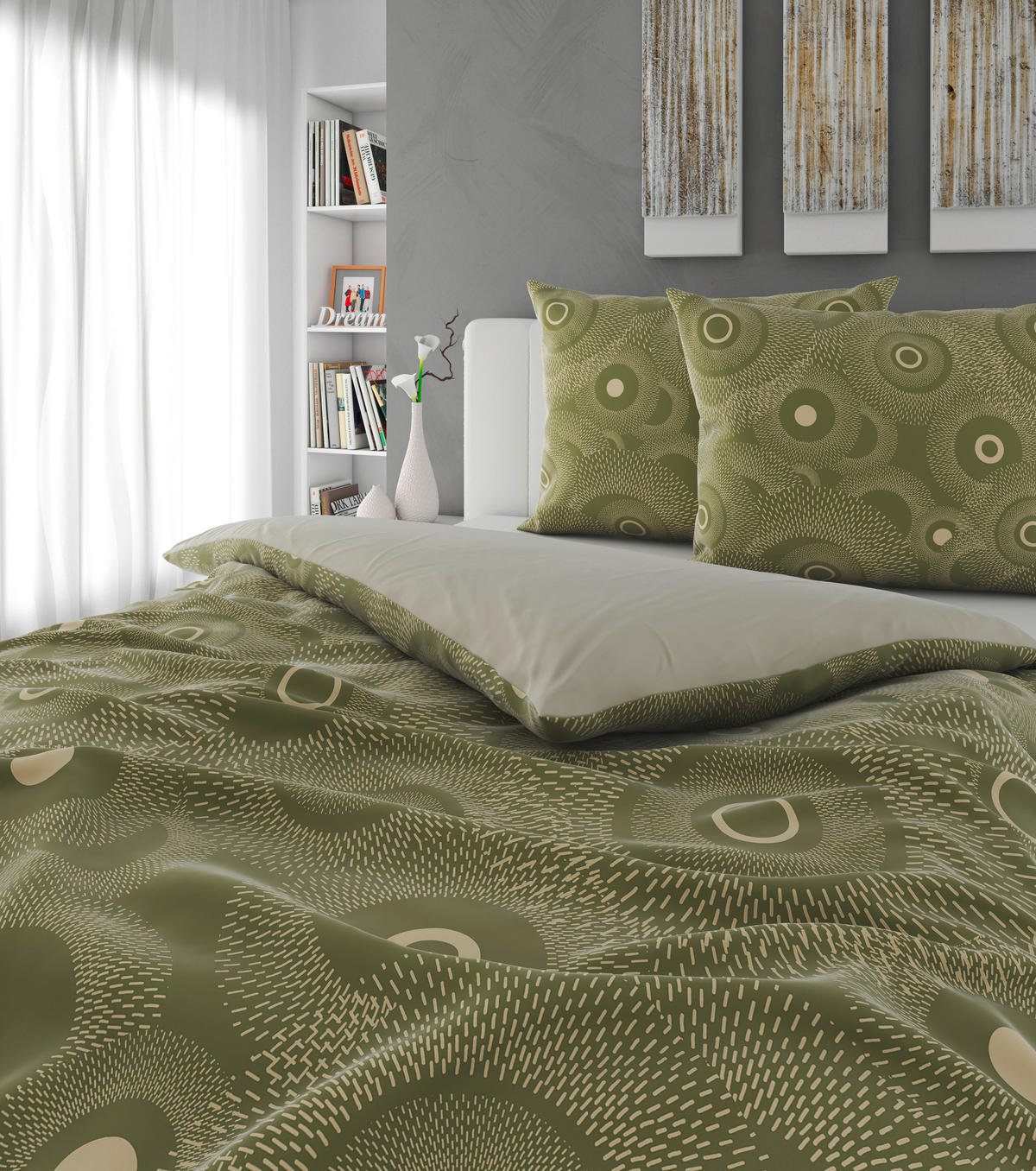 POSTELJINA SA DVA LICA 200/200 cm saten maslinasto zelena  - maslinasto zelena, tekstil (200/200cm) - Esposa