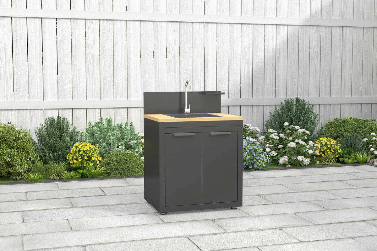 SPOD. SKRINKA DO VONK. KUCHYN  - antracitová, Basics, kov (80/110/60cm) - Gardenson