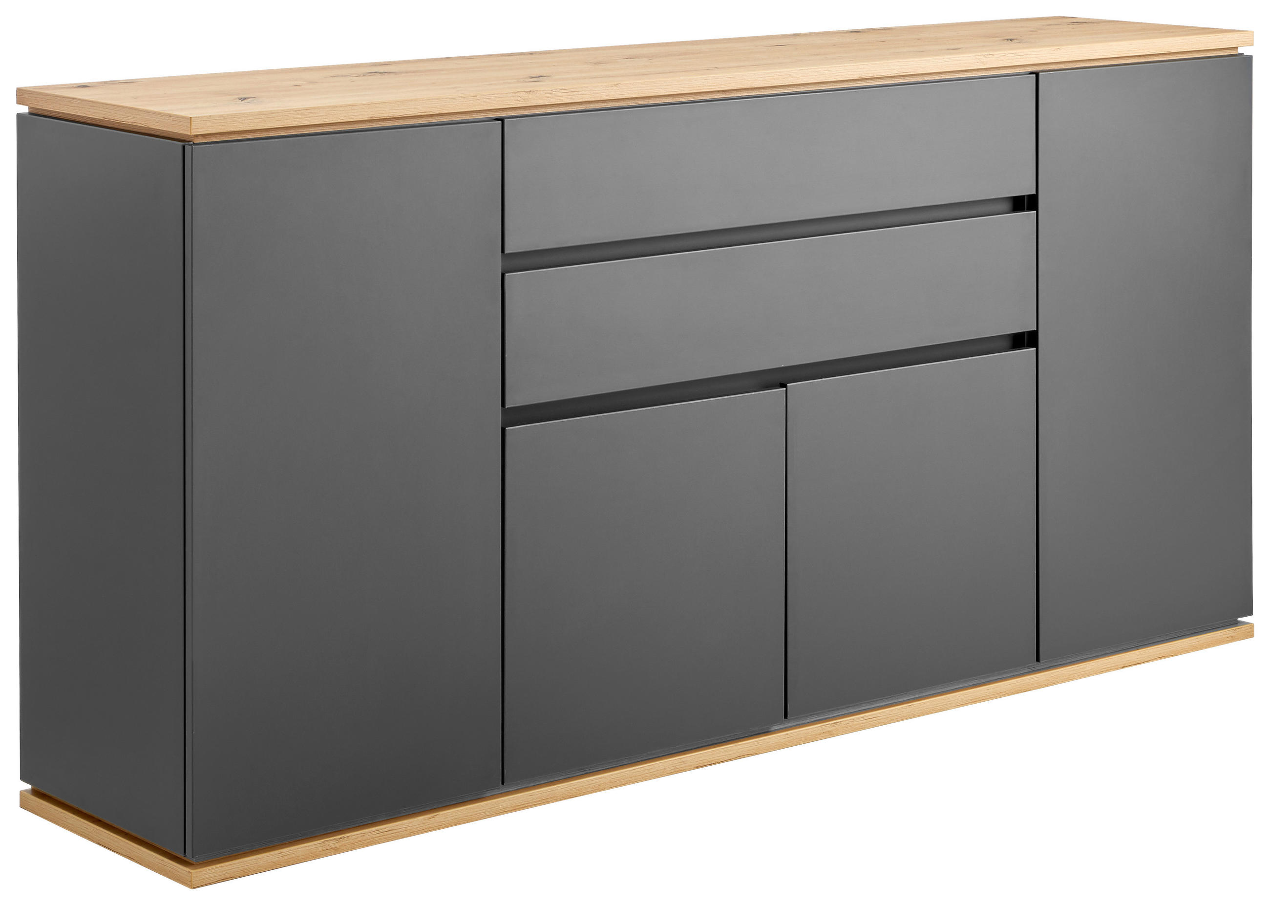 KOMODA S VRATIMA - crna/grafitno siva, Dizajnerski, pločasti materijal/plastika (184/93/42cm) - Xora