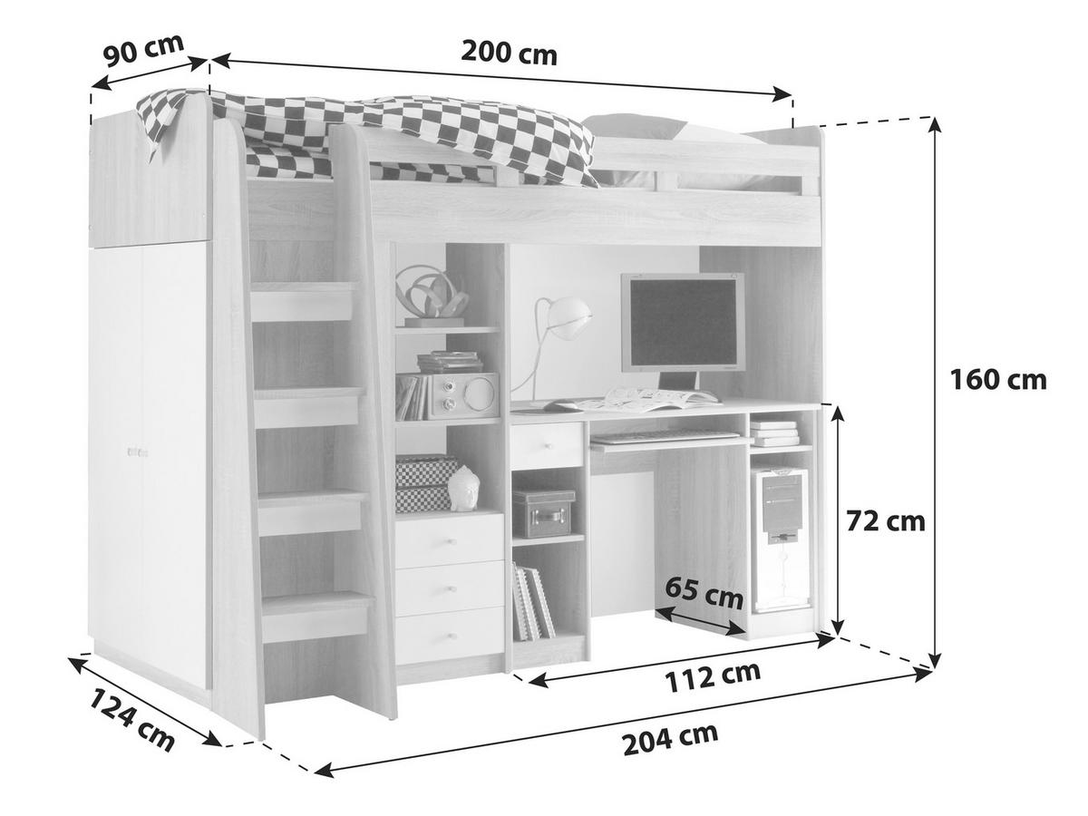 VYSOKÁ POSTEL, 90/200 cm bílá - bílá, Moderní, kompozitní dřevo (90/200cm) - MID.YOU