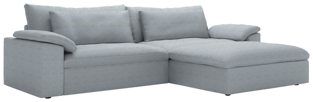ECKSOFA  Chenille Hellgrau  - Hellgrau/Schwarz, Modern, Kunststoff/Textil (306/198cm) - Carryhome