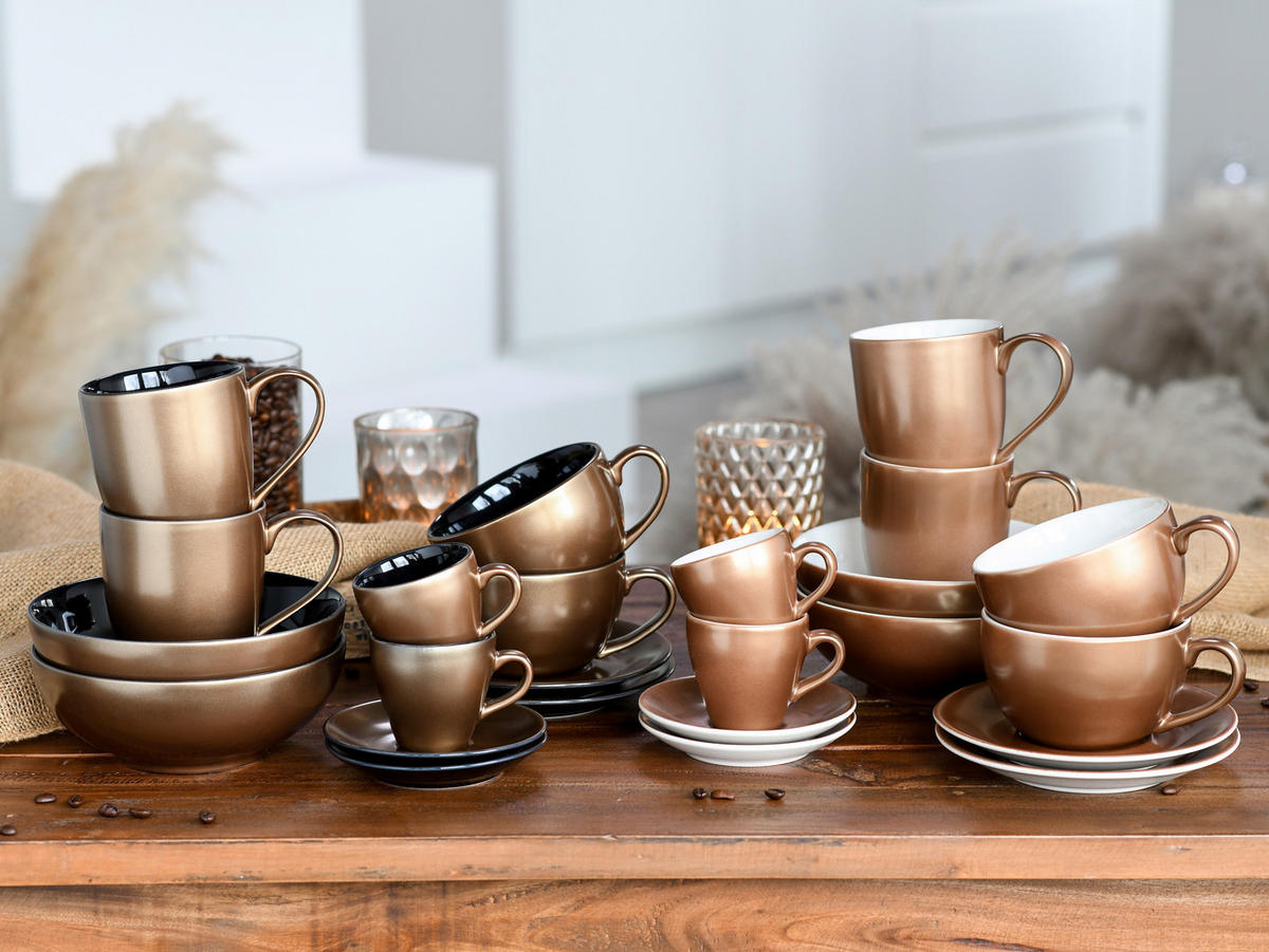 TASSENSET Golden Days Weiss 12-teilig  - Goldfarben/Weiß, Basics, Keramik - Creatable