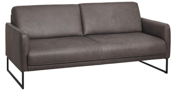 3-SITZER-SOFA in Leder Braun  - Anthrazit/Braun, Design, Leder/Metall (198/86/93cm) - Johann Jakob