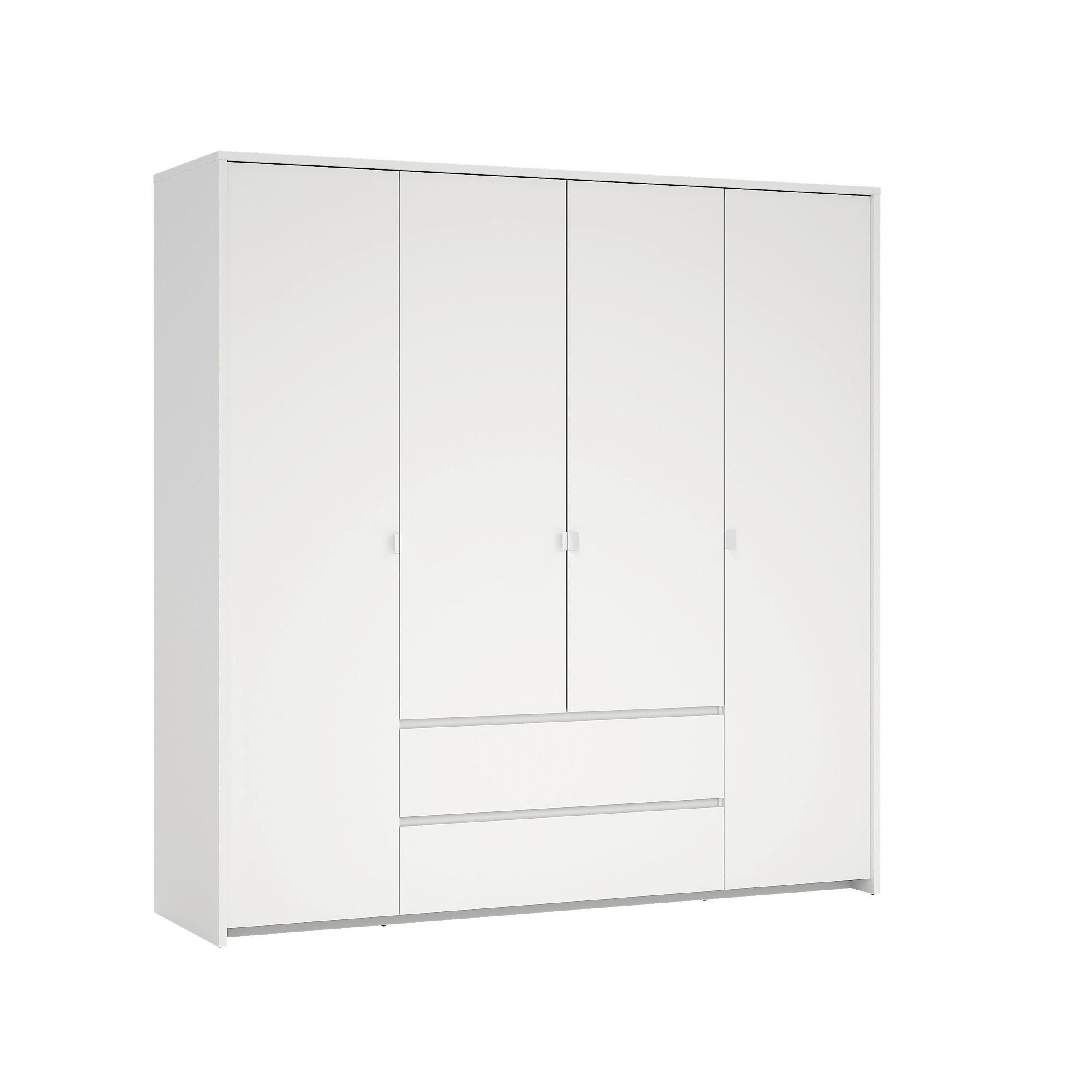 DREHTÜRENSCHRANK 197/202/58 cm,  in Weiß, 4-türig  - Weiß, KONVENTIONELL, Holzwerkstoff/Metall (197/202/58cm) - Boxxx