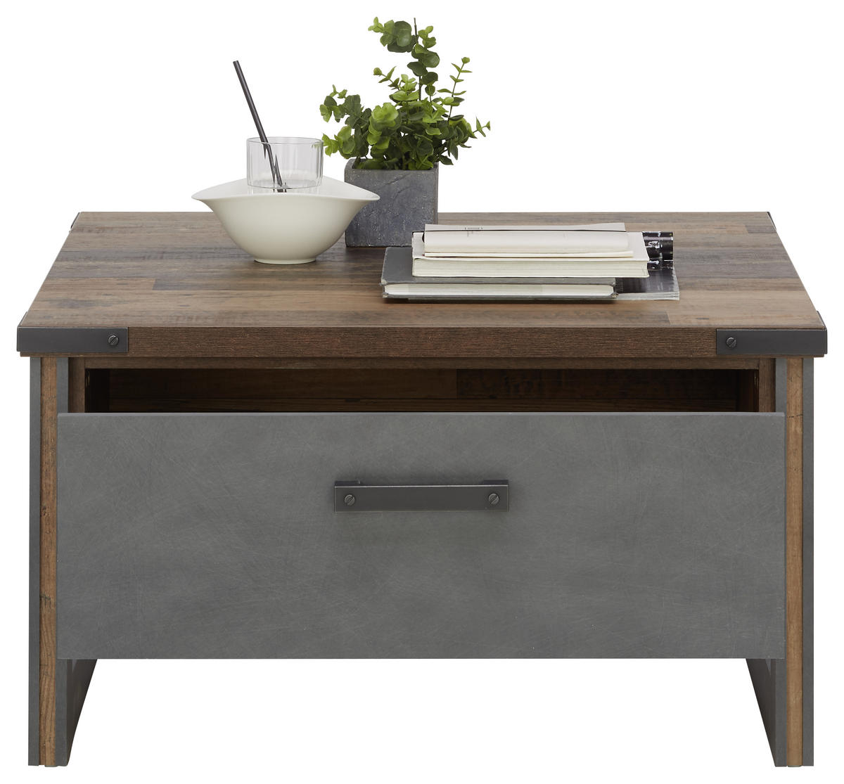 COUCHTISCH 80/80/44 cm quadratisch Grau, Pinienfarben  - Anthrazit/Grau, KONVENTIONELL, Holzwerkstoff/Kunststoff (80/80/44cm) - Hom`in