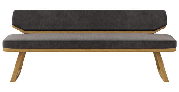 SITZBANK 190/80/52 cm Flachgewebe Schwarz, Eichefarben Eiche massiv - Eichefarben/Schwarz, Basics, Holz/Textil (190/80/52cm) - Carryhome