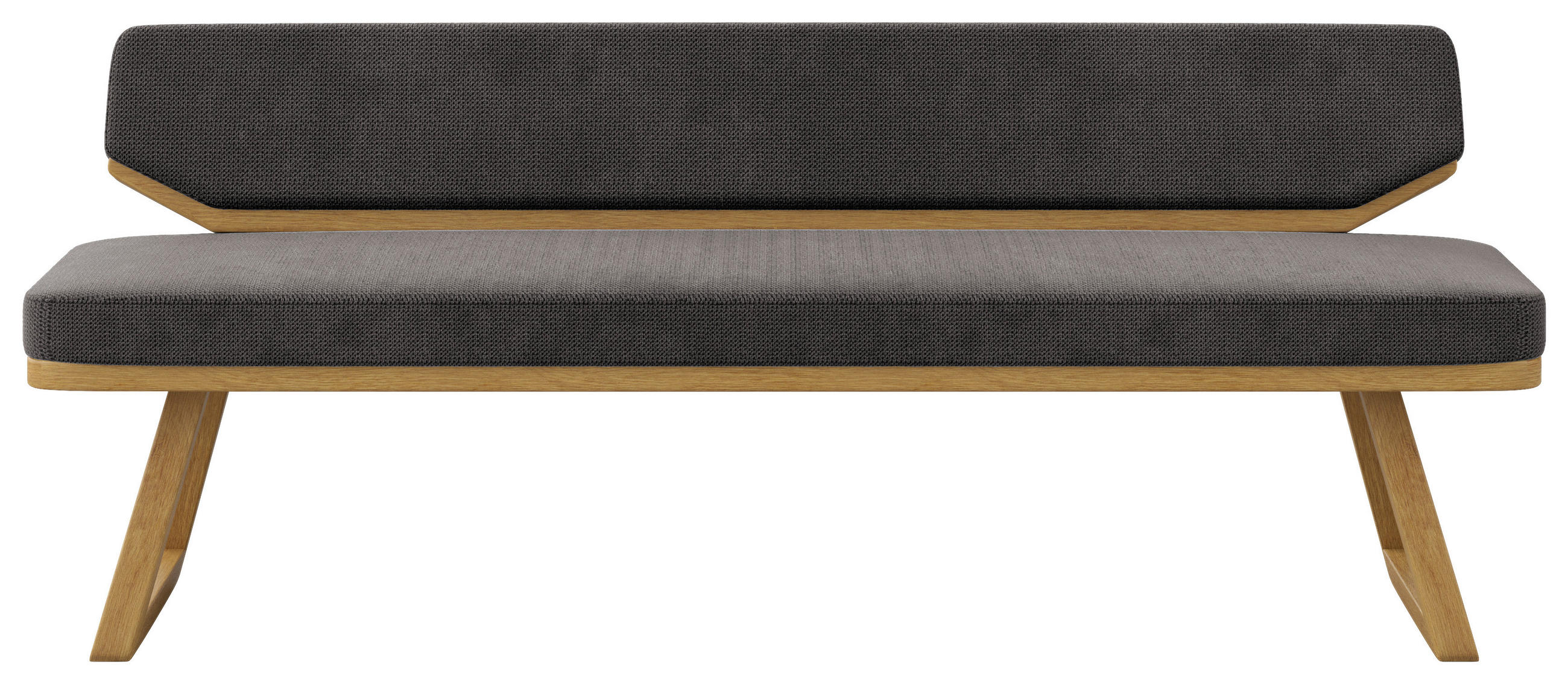 SITZBANK 190/80/52 cm Flachgewebe Schwarz, Eichefarben Eiche massiv  - Eichefarben/Schwarz, Basics, Holz/Textil (190/80/52cm) - Carryhome