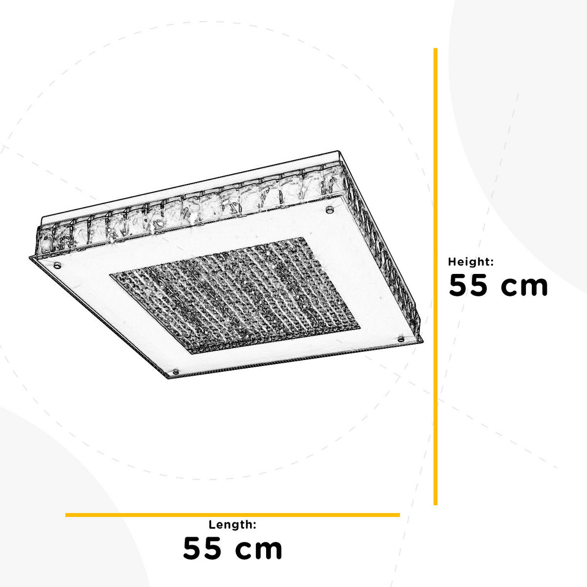 LED-DECKENLEUCHTE 55/55/10 cm   - Klar/Chromfarben, Basics, Glas/Metall (55/55/10cm)