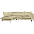 ECKSOFA in Samt Beige  - Beige/Schwarz, Design, Textil/Metall (200/241cm) - Carryhome