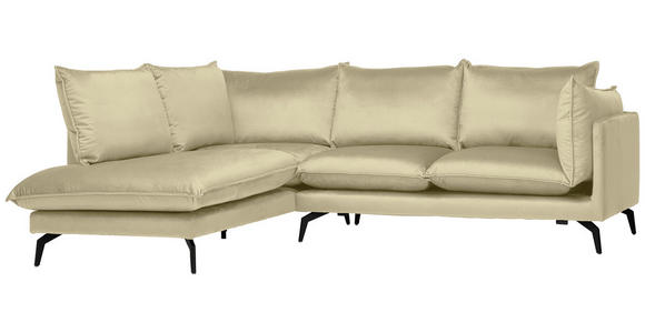 ECKSOFA in Samt Beige  - Beige/Schwarz, Design, Textil/Metall (200/241cm) - Carryhome