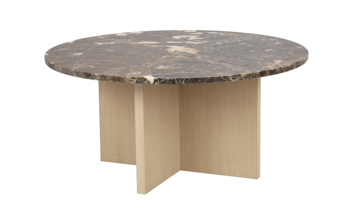 SOFFBORD i trä, sten 90/90/42 cm  - ek Bianco/brun, Klassisk, trä/sten (90/90/42cm) - Rowico