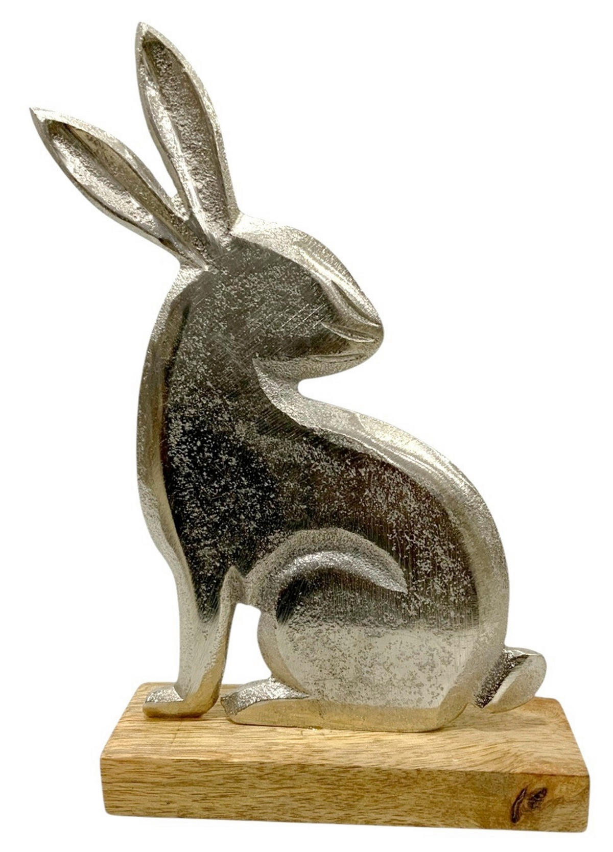 DEKOHASE - Silberfarben/Braun, Lifestyle, Holz/Metall (7/11,5/4cm)