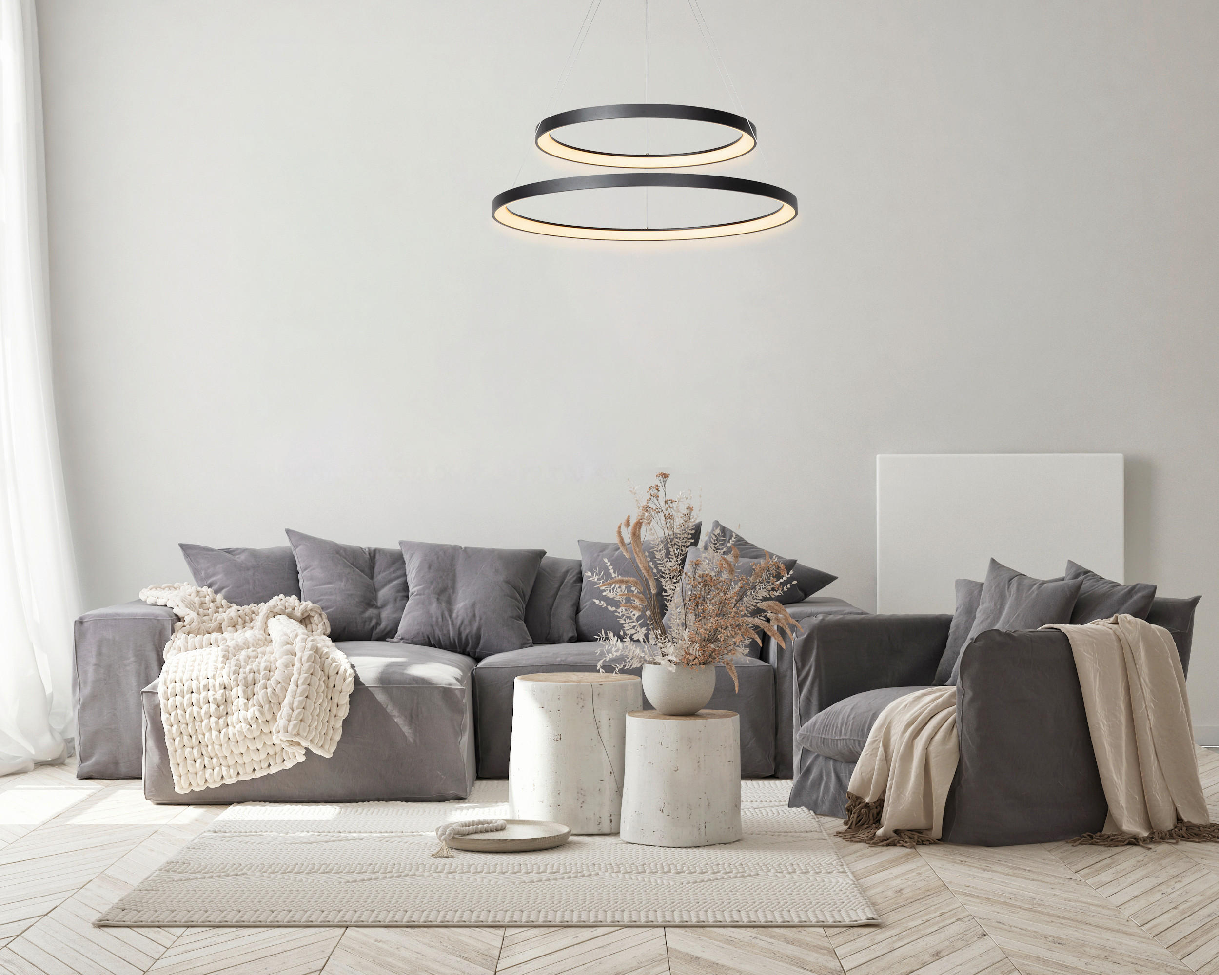 LED-HÄNGELEUCHTE 78/78/200 cm  - Schwarz, Design, Kunststoff (78/78/200cm) - Lucide