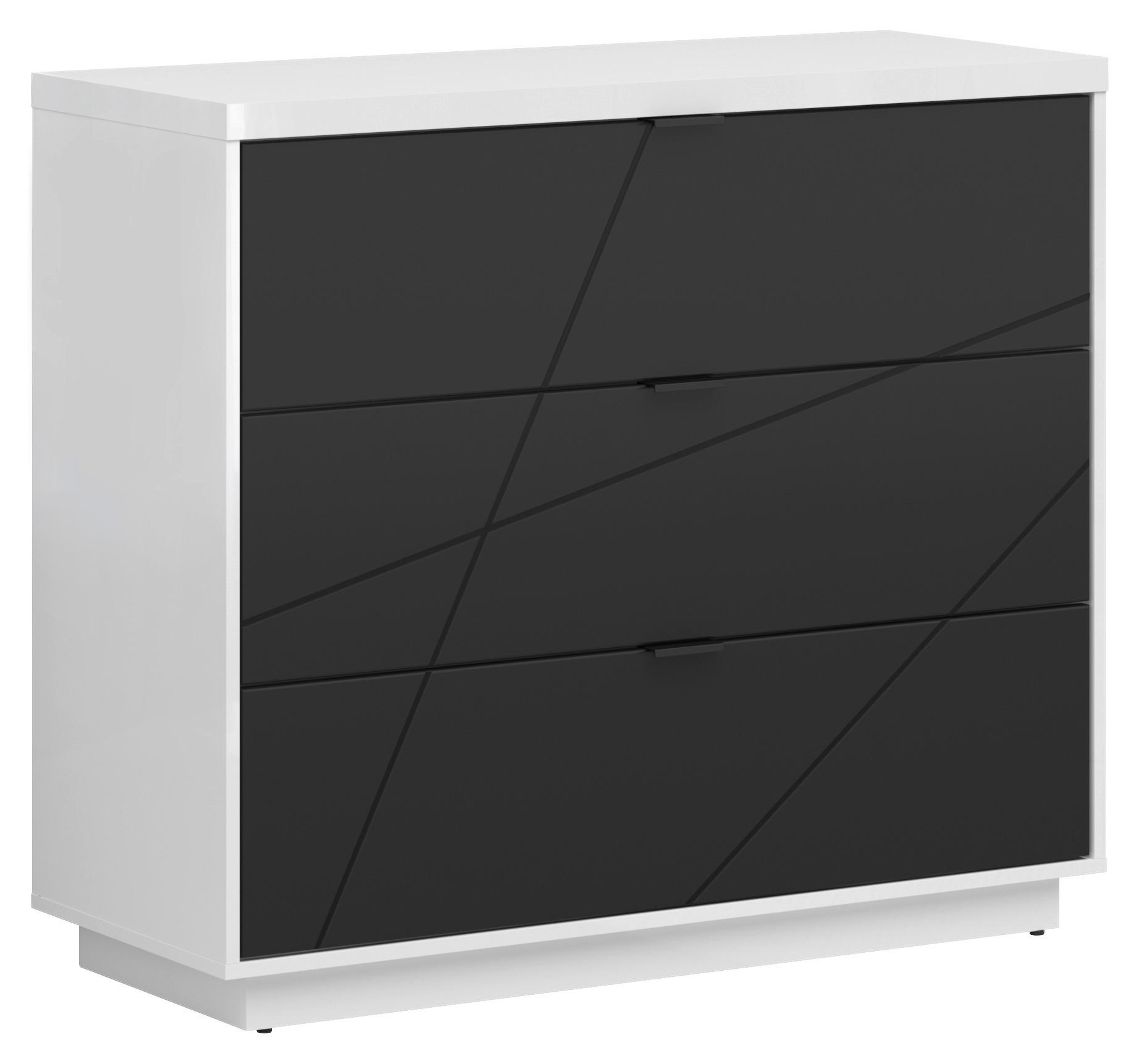 MID.YOU KOMODA, čierna, biela, 106/93/42,5 cm