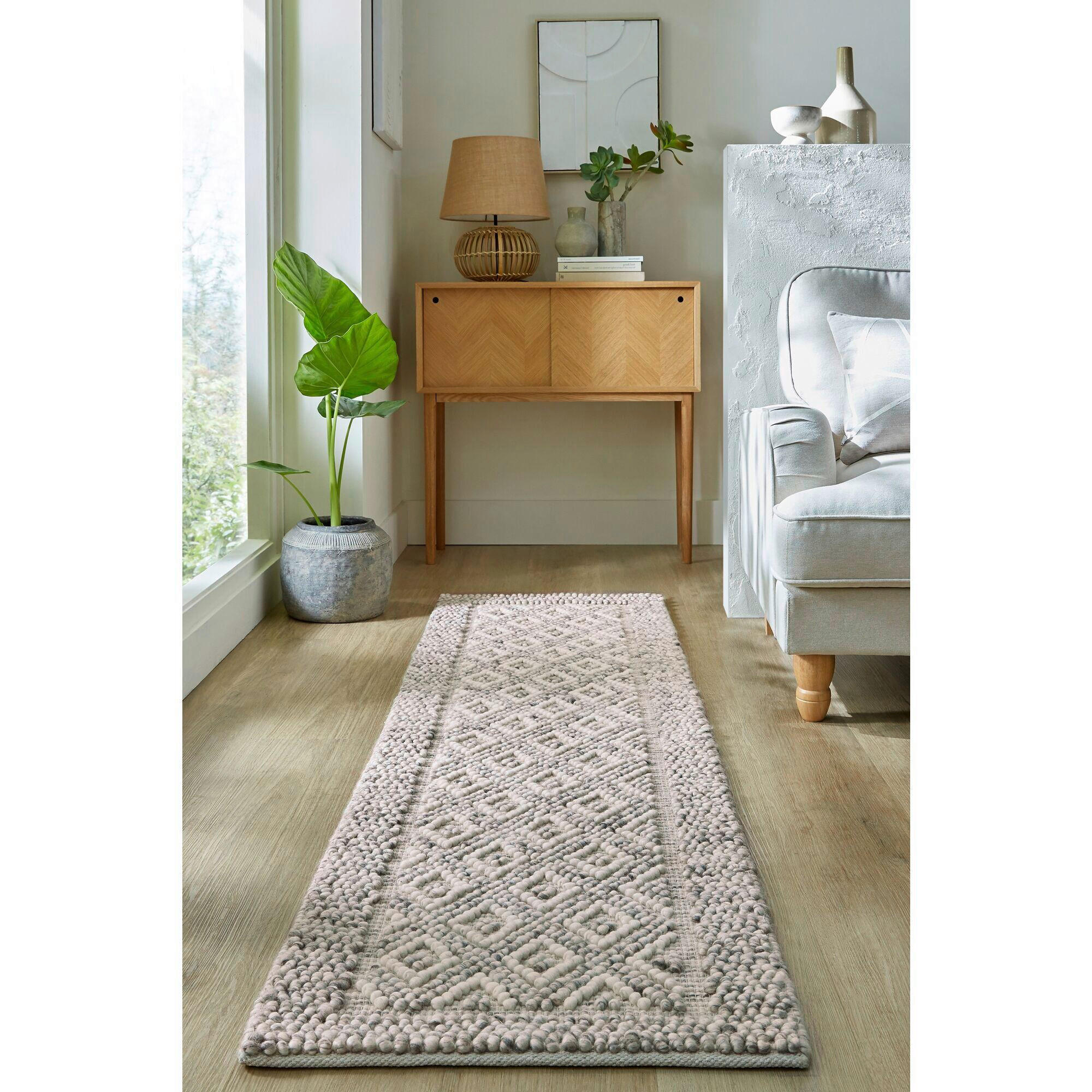 HANDWEBTEPPICH 60/230 cm MINERALS DIAMOND Grau  - Grau, KONVENTIONELL, Textil (60/230cm)