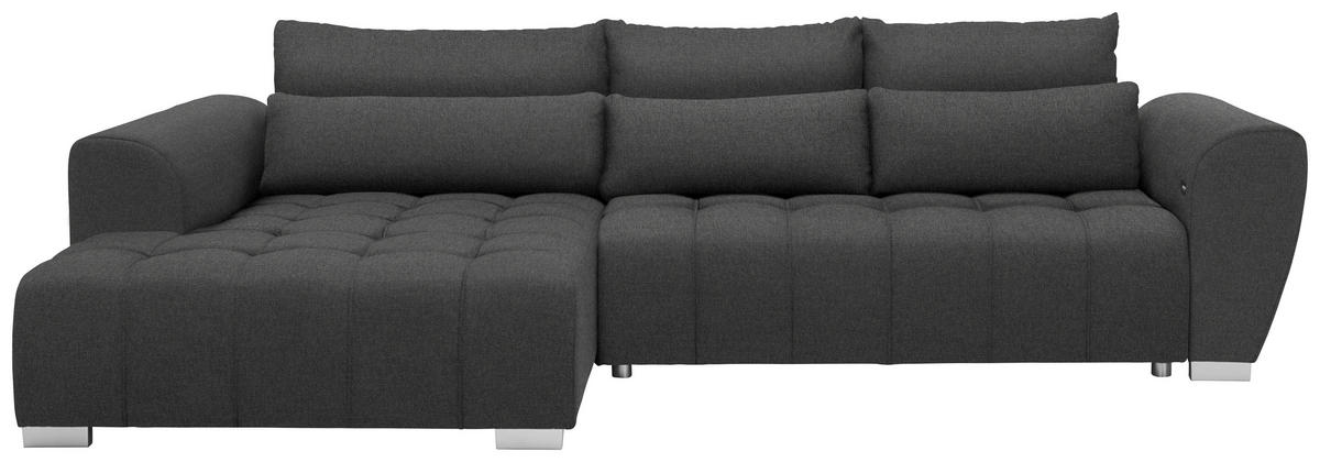 ECKSOFA  in Webstoff Dunkelgrau  218/304 cm  - Dunkelgrau/Silberfarben, MODERN, Kunststoff/Textil (218/304cm) - Carryhome