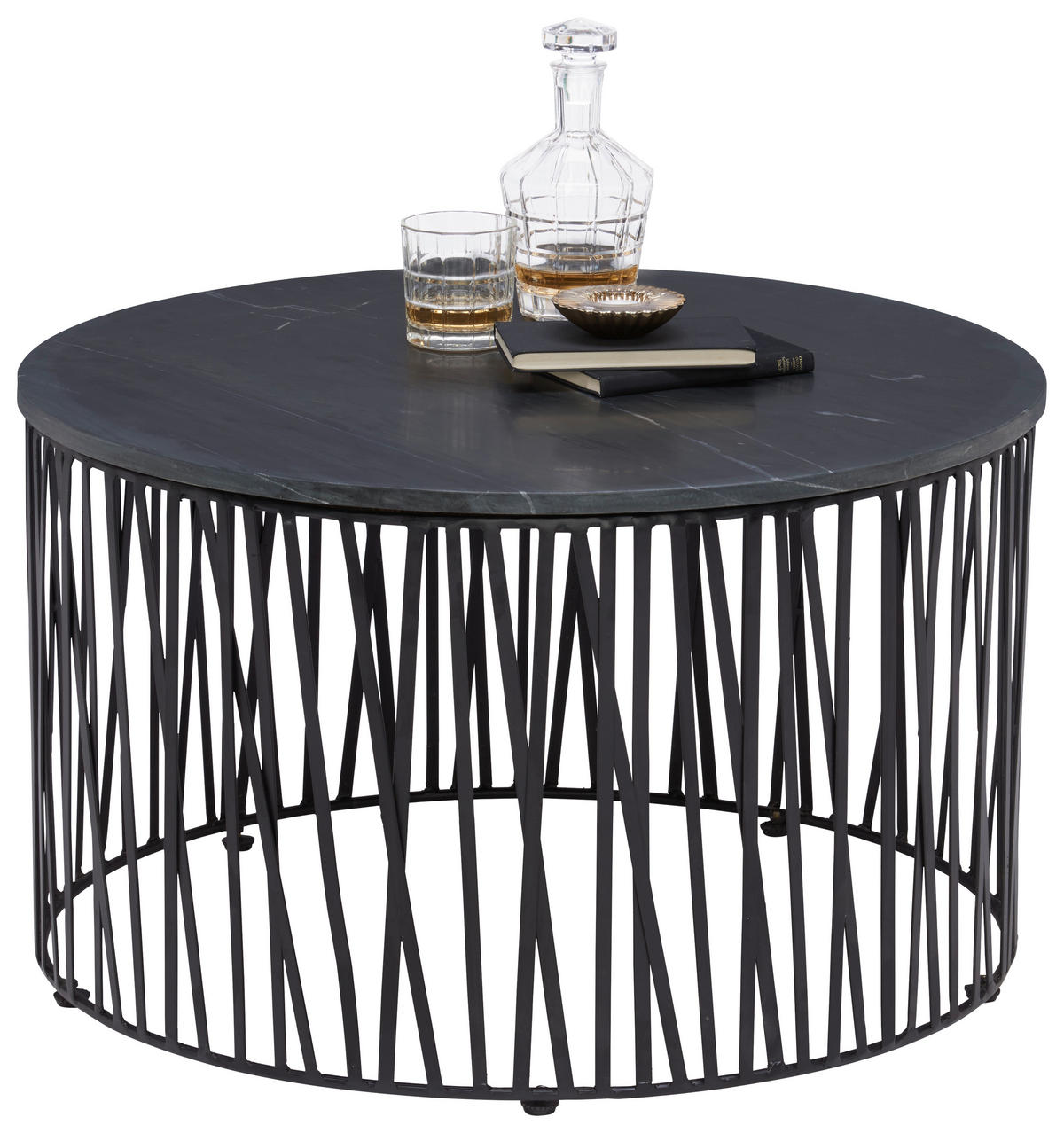 COUCHTISCH in Metall, Stein 76/76/45 cm  - Schwarz, Design, Stein/Metall (76/76/45cm) - Novel