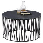 COUCHTISCH in Metall, Stein 76/76/45 cm  - Schwarz, Design, Stein/Metall (76/76/45cm) - Novel
