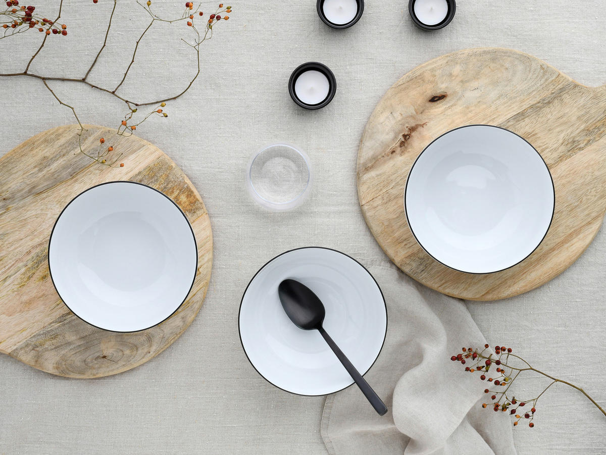 SKÅLSET 4 delar Allround Black Line   - vit/svart, Design, keramik - Creatable