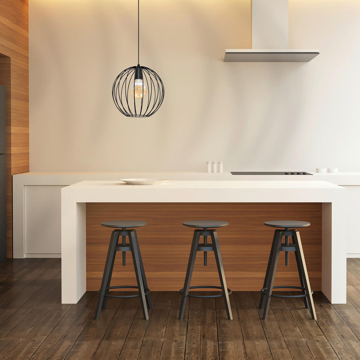 HÄNGELEUCHTE Mercure 30/30/110 cm  - Schwarz, Design, Metall (30/30/110cm)