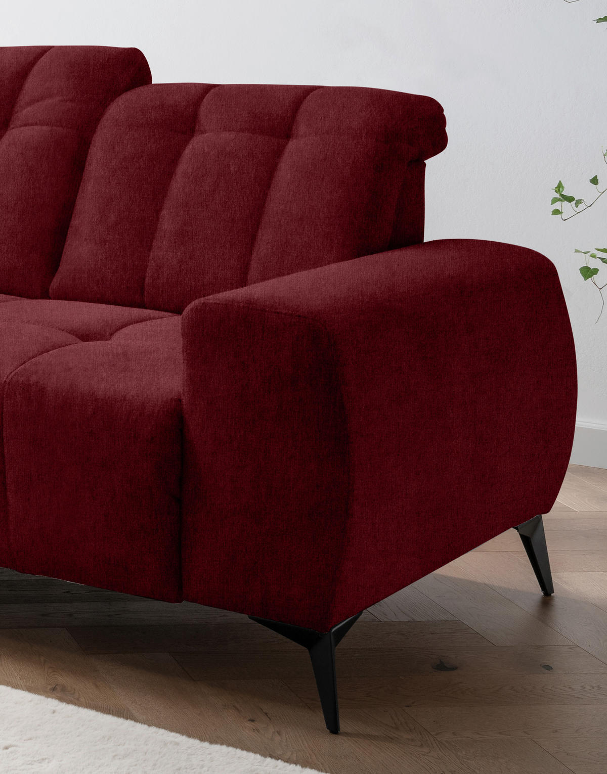 ECKSOFA Bordeaux Mikrofaser  - Bordeaux/Schwarz, MODERN, Textil/Metall (200/261cm) - Livetastic