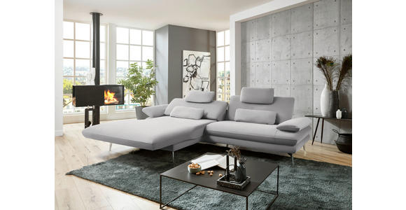 ECKSOFA Hellgrau Webstoff  - Hellgrau/Schwarz, Design, Textil/Metall (184/284cm) - Dieter Knoll