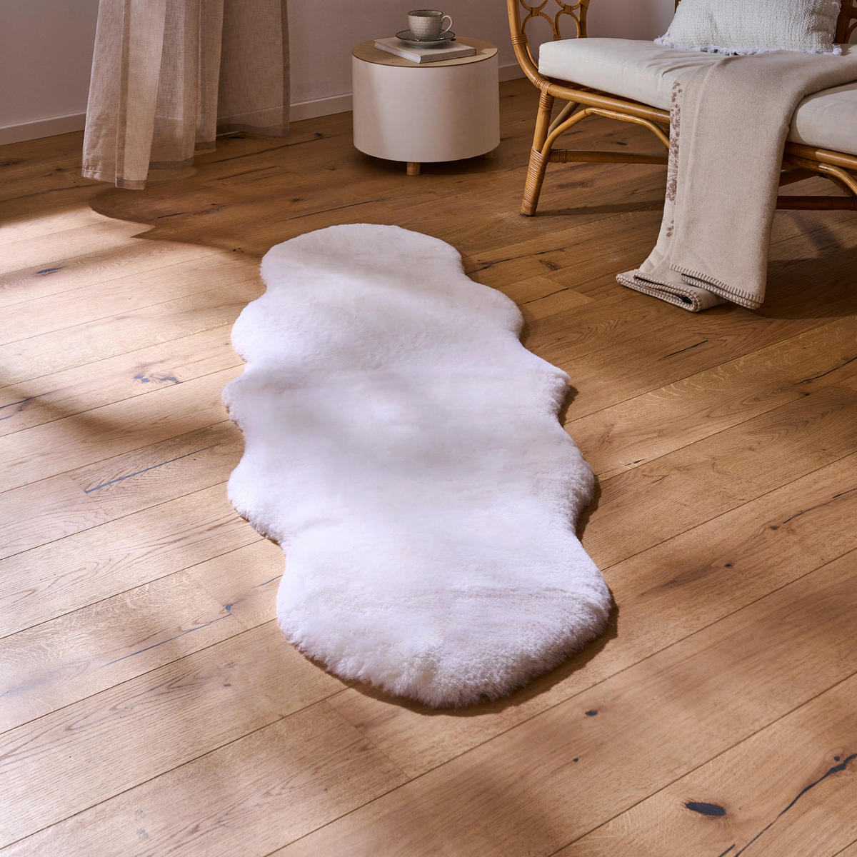 SCHAFFELL 55/160 cm  - Weiss, Trend, Fell (55/160cm) - Linea Natura
