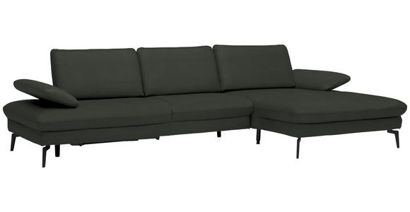 ECKSOFA in Echtleder Dunkelgrün 325/157 cm - Dunkelgrün/Schwarz, Design, Leder/Metall (325/157cm) - Dieter Knoll