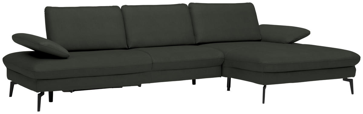 ECKSOFA in Echtleder Dunkelgrün  - Dunkelgrün/Schwarz, Design, Leder/Metall (325/157cm) - Dieter Knoll
