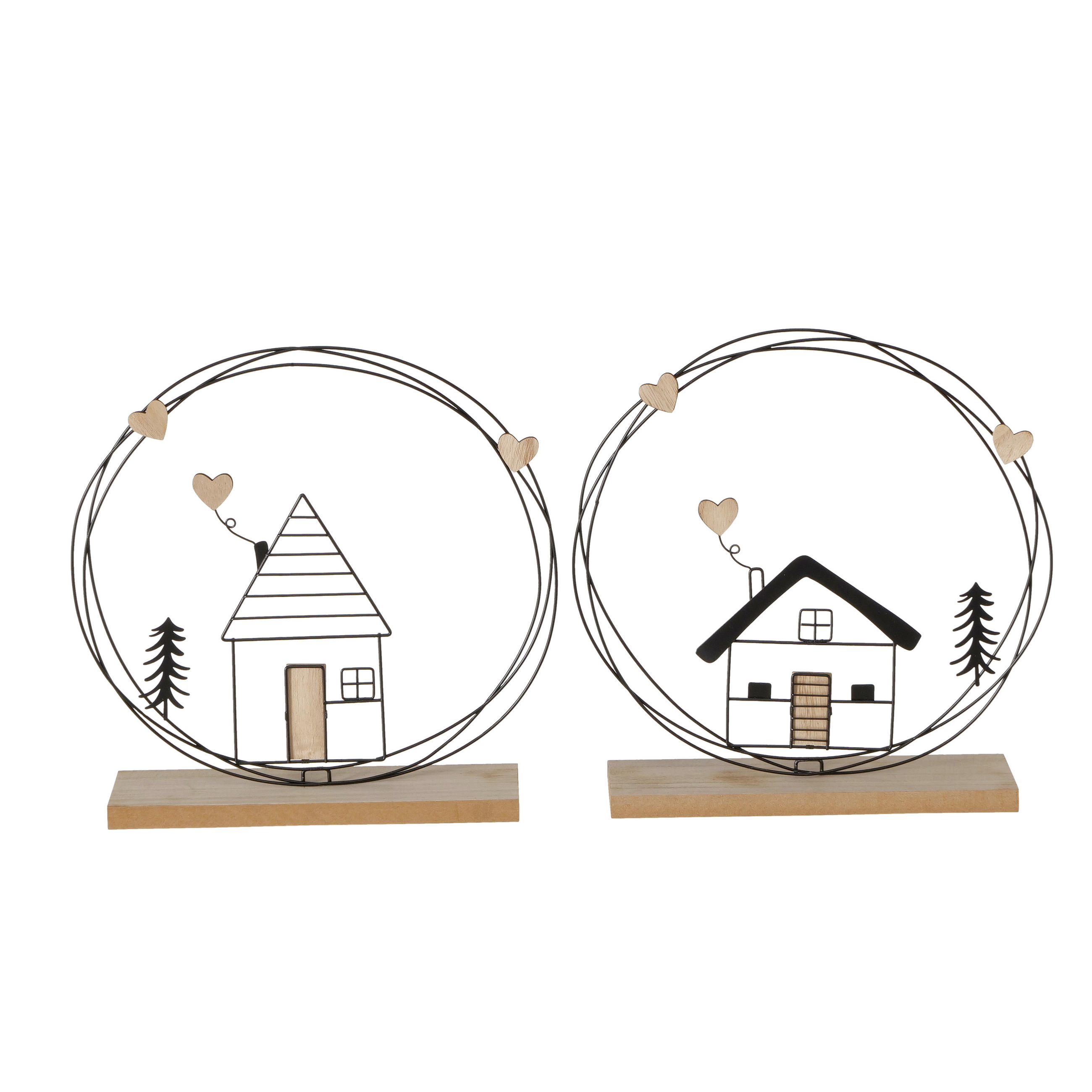 SZOBOR - natúr színű/fekete, Basics, faalapú anyag/fém (31/7/31cm)