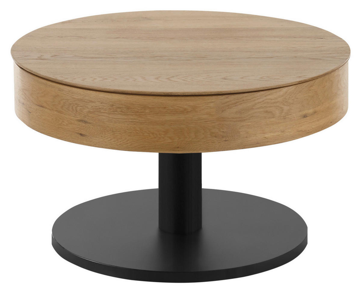 KLUBSKA MIZA, črna, barve hrasta  - črna/barve hrasta, Konvencionalno, kovina/leseni material (78/78/47cm) - Valnatura