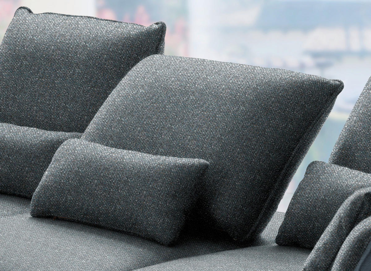 ECKSOFA in Flachgewebe Blaugrau  - Blaugrau/Schwarz, Design, Textil/Metall (191/301cm) - Moderano