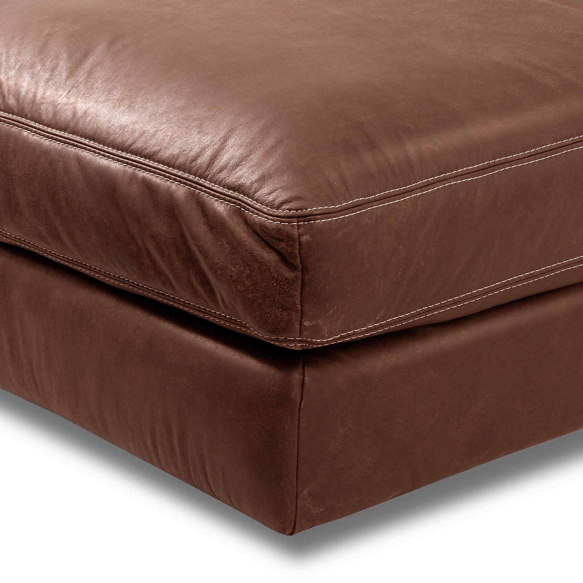 HOCKER in Leder Braun  - Beige/Schwarz, Design, Leder/Kunststoff (123/45/93cm) - Livetastic