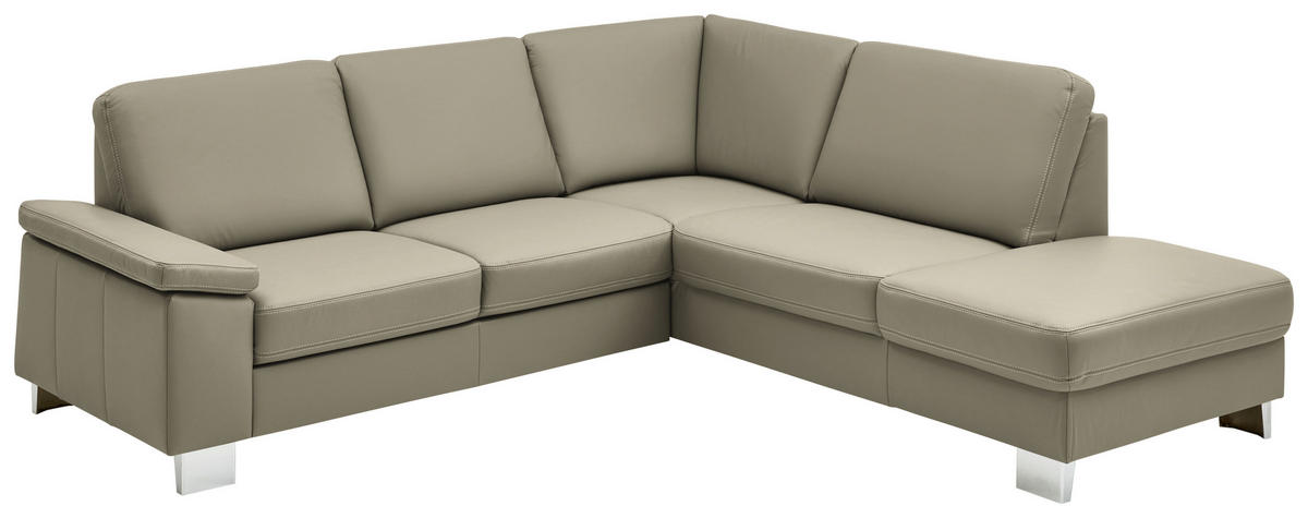 ECKSOFA  in Echtleder Perlmutt  248/235 cm  - Beige/Perlmutt, Design, Leder/Metall (248/235cm) - Beldomo Premium