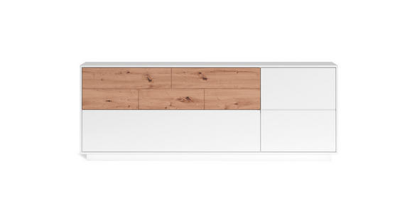SIDEBOARD Weiß, Eiche Artisan 205/77/44 cm - Weiß/Eiche Artisan, MODERN, Holzwerkstoff (205/77/44cm) - Carryhome