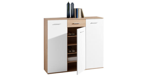SCHUHSCHRANK 136/118/36 cm - Silberfarben/Weiß, Design, Holzwerkstoff/Kunststoff (136/118/36cm) - Carryhome