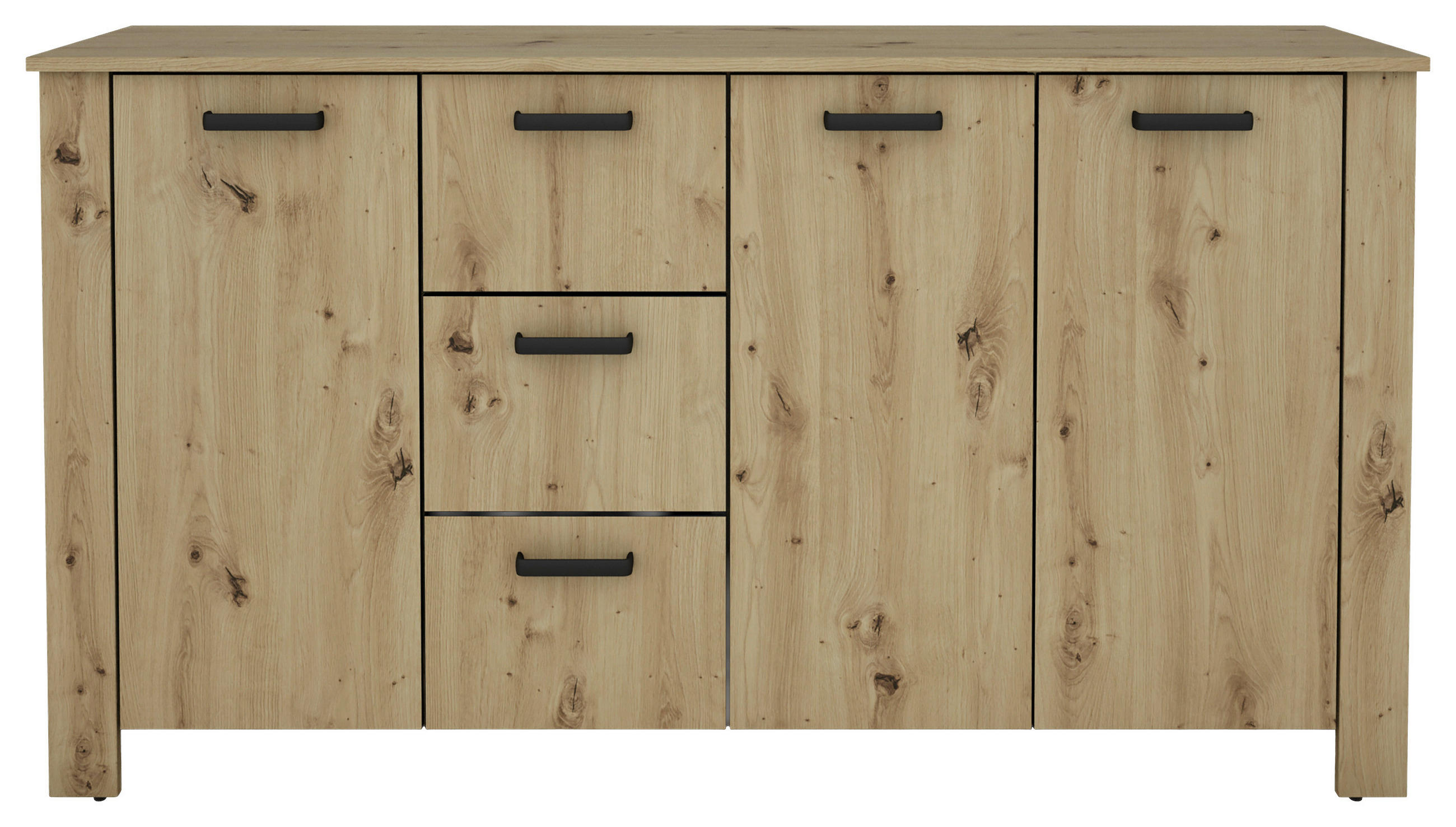 Mid.you Sideboard Schwarz, Eiche Artisan 160x84x40 cm