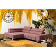 ECKSOFA in Webstoff Rosa  - Dunkelgrau/Silberfarben, Design, Textil/Metall (201/295cm) - Hom`in