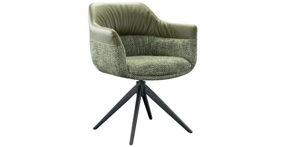 ARMLEHNSTUHL  Sitzfläche 360° drehbar Webstoff, Mikrofaser  - Schwarz/Grün, Design, Textil/Metall (62/83/60cm) - Novel