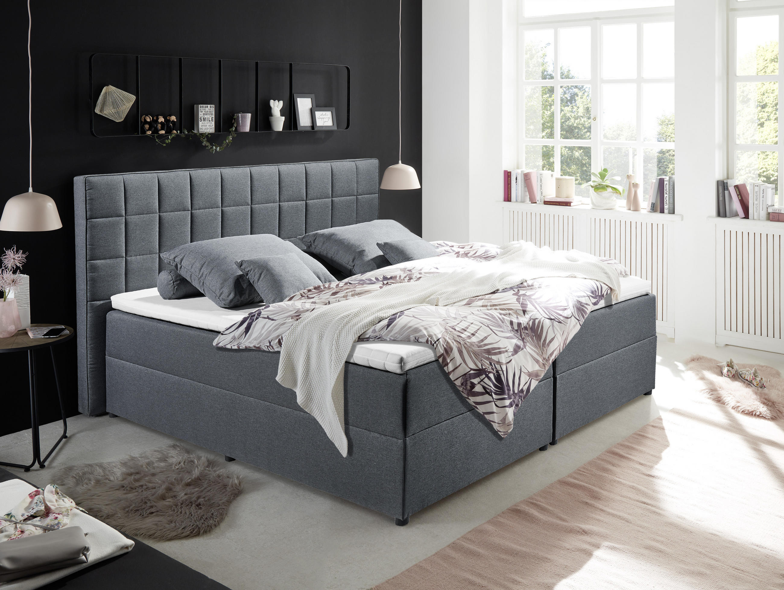 BOXBETT 180/200 cm  in Anthrazit  - Anthrazit, Basics, Holzwerkstoff/Kunststoff (180/200cm) - MID.YOU