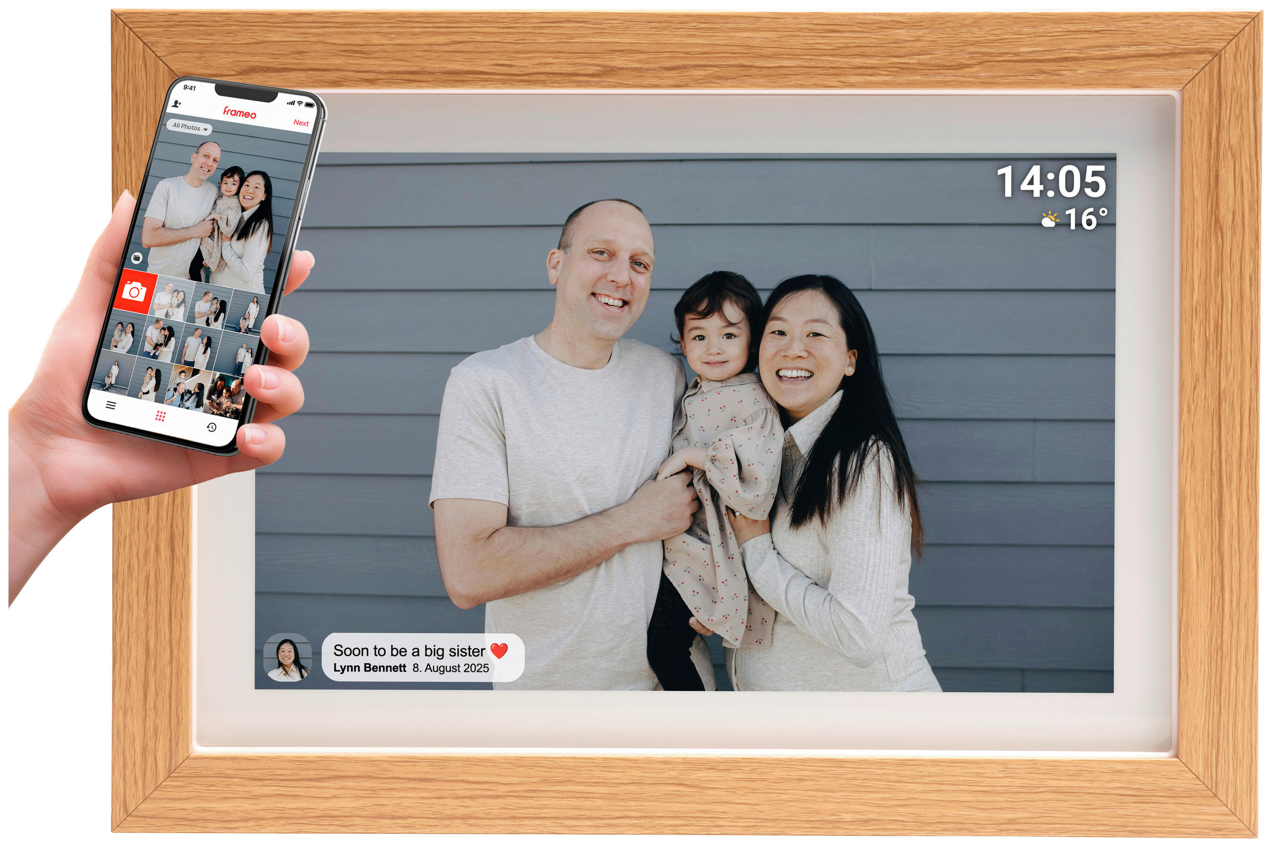 DIGITALER BILDERRAHMEN - Beigebraun, Design, Holz (28,9/20,8/2,5cm) - DENVER