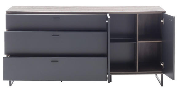 SIDEBOARD Schwarz, Eichefarben 178/84/44 cm - Eichefarben/Anthrazit, Design, Glas/Holz (178/84/44cm) - Novel