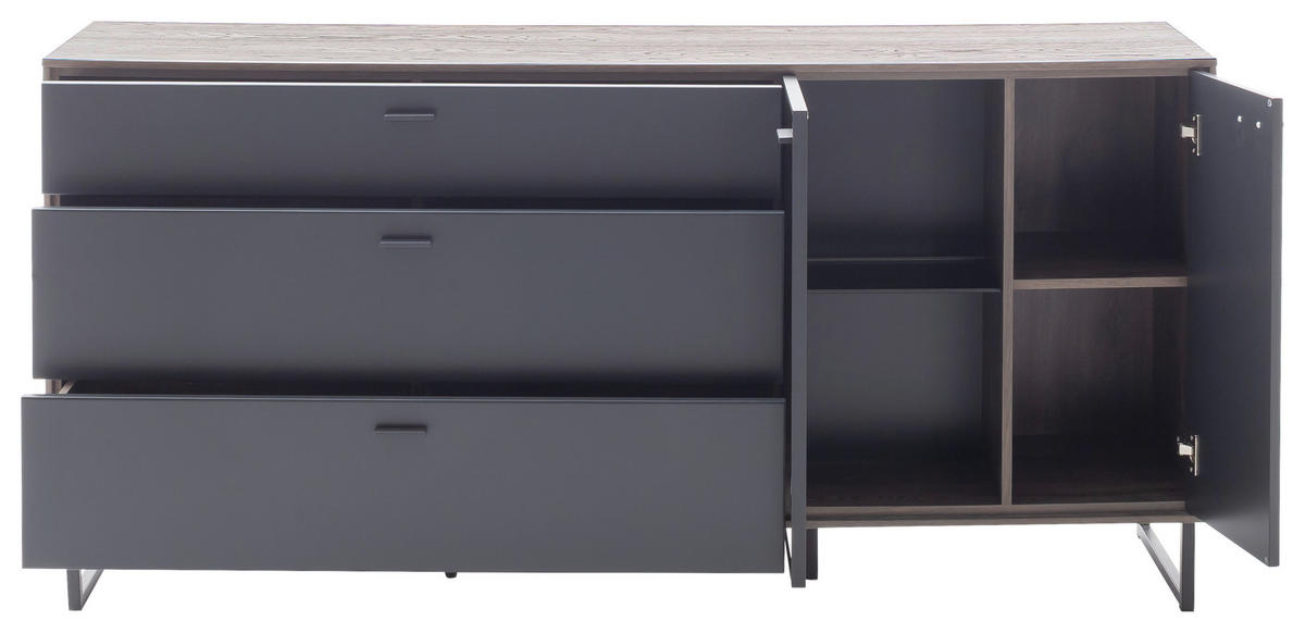 SIDEBOARD 178/84/44 cm  - svart/antracit, Design, metall/trämaterial (178/84/44cm) - MID.YOU
