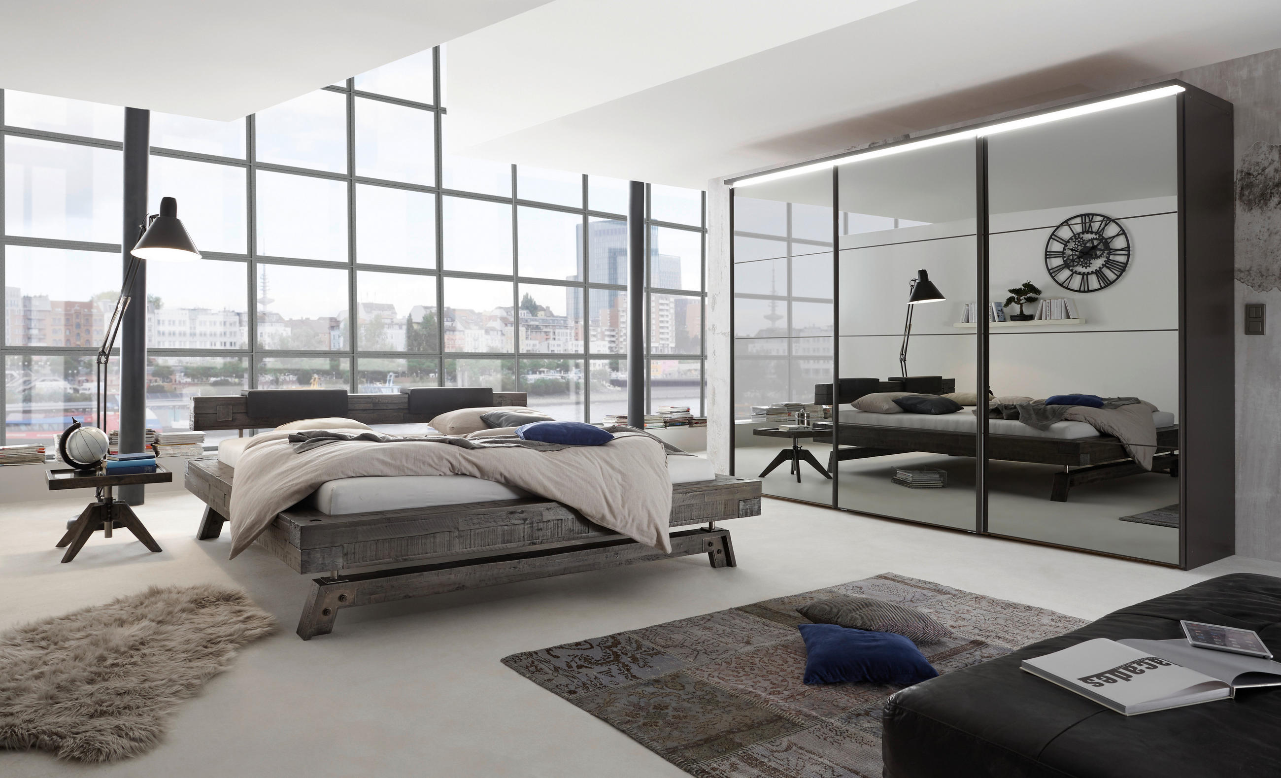 BETT 160/200 cm  in Grau  - Grau, KONVENTIONELL, Holz (160/200cm) - Hasena