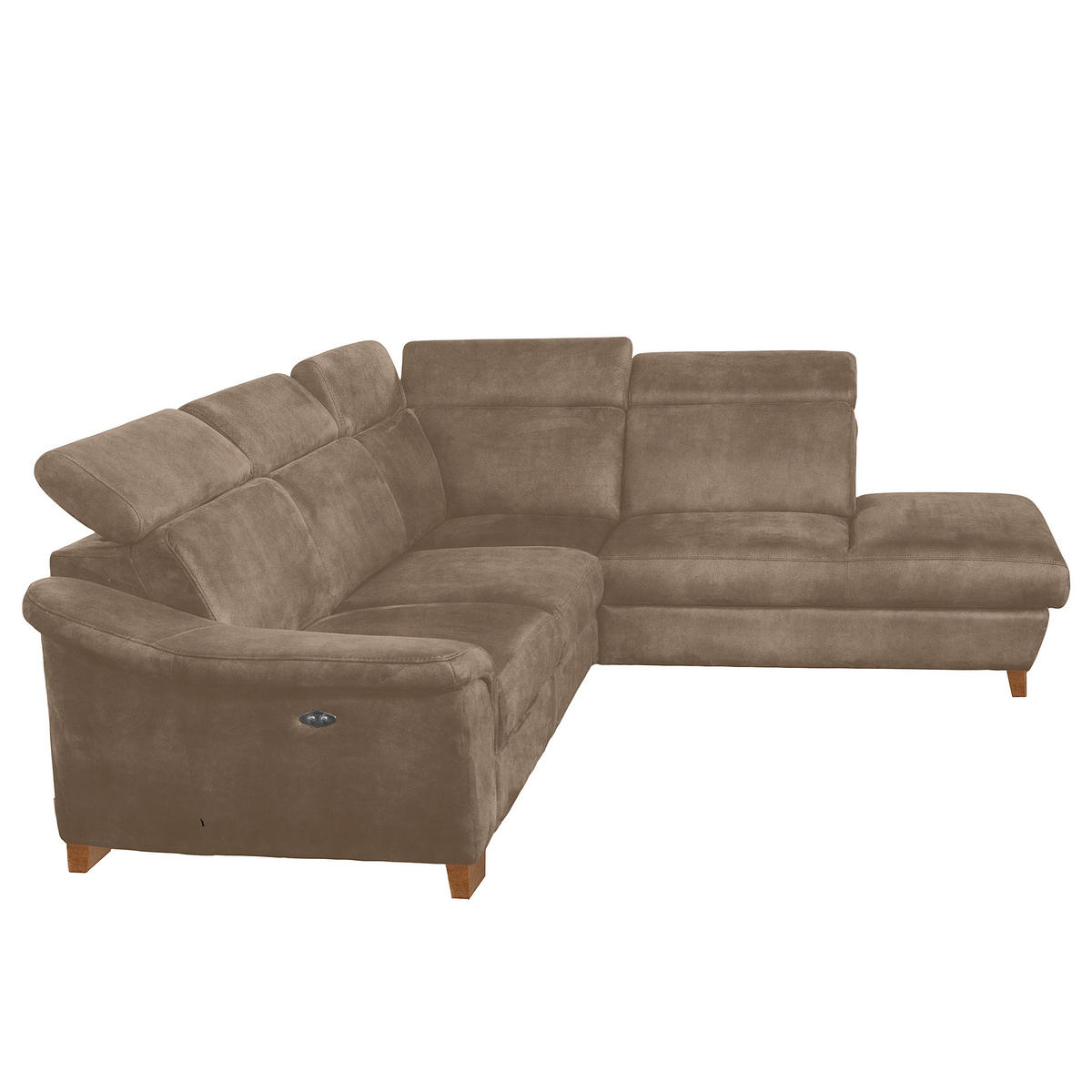 ECKSOFA Mikrofaser Braun  - Naturfarben/Braun, Design, Holz/Textil (276/238cm) - Livetastic
