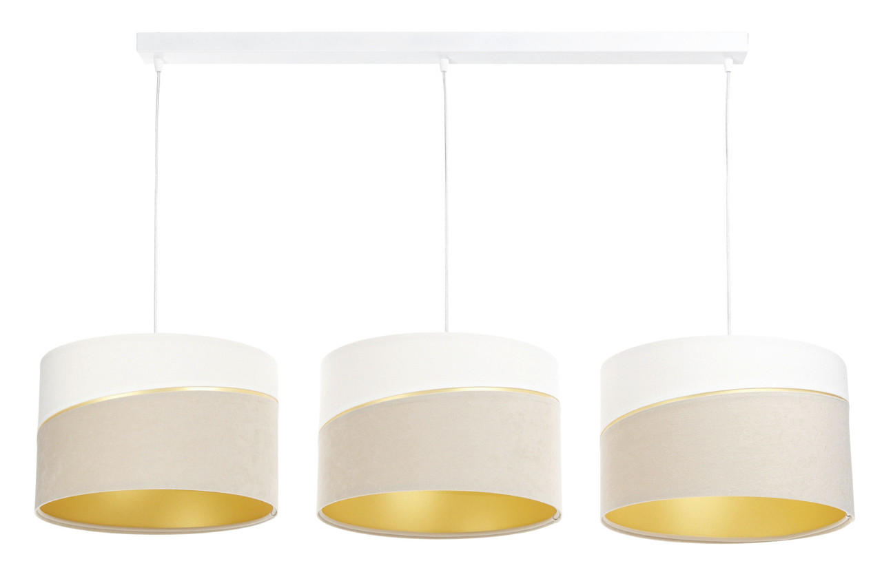 XXXLutz Hängeleuchte Swing Weiß, Gold, Beige 90 cm