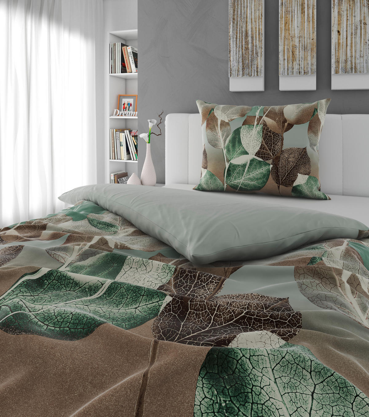 WENDEBETTWÄSCHE 2-teilig Satin, Flachgewebe 140/200 cm  - Dunkelgrün, Basics, Textil (140/200cm) - Esposa