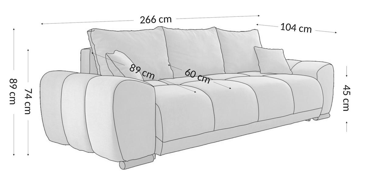 BIGSOFA Chenille Grau  - Schwarz/Grau, KONVENTIONELL, Kunststoff/Textil (266/89/104cm) - Carryhome